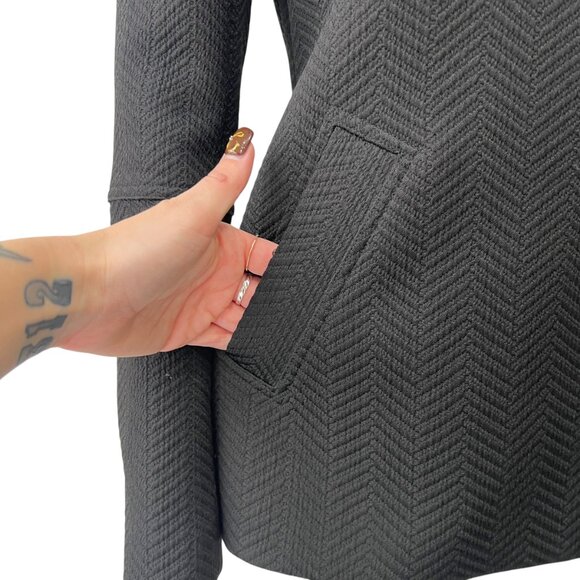 $318 Reiss Black Textured Asymmetric Zip Lyndon Jacket size 6 - Picture 7 of 13